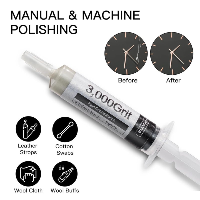 Finisolva 8 Pack Diamond Polishing Paste Kit 3,000 to 320 Grit with Different Genuine Concentrations of Diamond Powders Lapping Compound for Marble Glass Metal Rock Jewelry Resin Silver Gemstone - Image 5